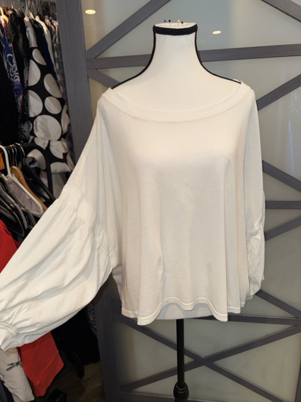 We The Free Off-White Balloon Sleeve Top Medium Cotton